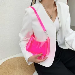 Cor verão transparente axilas doce cor sólida bolsa de ombro designer senhoras claro shopper bolsas telefone