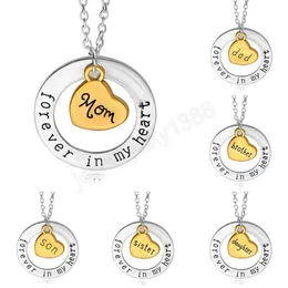 Family's Necklace Jewelry Son Daughter Mom Dad Brother Sister Aunt Grandpa Grandma Heart Pendant Necklace Mother's Day Gift