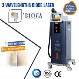 Ny 1600 watt smärtfri epilator laserhår borttagning755 808 1064nm diod laser hår permanent borttagning maskin smärtfri hårborttagning laser hudföryngring