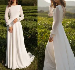 فستان زفاف مفتوح على الشاطئ 2023 A-LINE Long Sleeves Lace Shefres Vrodal Women Women Summer Sexy Robe de Mariage