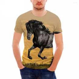 Magliette da uomo t-shirt t-shirt abbigliamento da uomo estivo 3d camicia a cavallo pazzo Causal o scollo adolescente ragazzo tops tops thirt animale cool