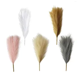 Decorative Flowers Artificial Pampas Grass Plants Flower Vase Decorations Metal Wire 44cm Silk Cloth Simulation High-Quality Reed Bundles