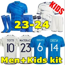 2023 Italië Voetbalshirts Maglie Da Calcio Korte Mouw Chiesa Trainingspak Italia 23 24 Doelman Voetbalshirt T Mannen set Kids Kit Uniform