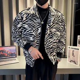 Men's Jackets 2023 Spring Leopard Print Stand Collar Bomber Jacket Business Casual Loose Streetwear Outwear Social Coats Men Clothing