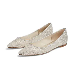 Mode eleganta kvinnliga sandaler pumpar balettlägenheter London Romy Flat Italy berömda tår färgglada klastiska glitterdesign Ballerinas Sandal High Heels Box EU 35-42