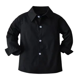 Детские рубашки весенние осенние рубашки для мальчиков черное с длинным рукавом кардигановая рубашка повседневная детская блузская топа