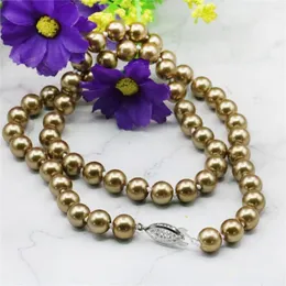 Kedjor 8mm SilverColor Champagne South Sea Shell Pearl Necklace Making Mors dag gåvor handgjorda ornament choker för kvinnor