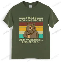 Men's T-Shirts I Hate Morning People And Mornings And People T Shirt Funny-Bear Drink Coffee Lover Cute Lazy Animal Retro T-Shirt 230323