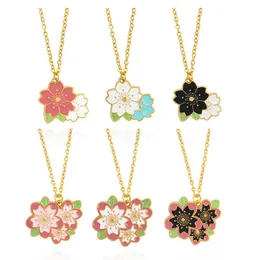 Pendant Necklaces Fashion Cherry Blossoms Necklace Lovely Colorful Flower For Women Girl Accessories Party Gifts