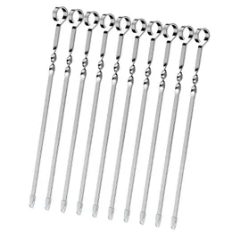 Utensili Accessori 10 pezzi Spiedini per barbecue Bastoncini per barbecue in acciaio inossidabile riutilizzabili Griglia per cottura piatta Cucina da campeggio per la casa