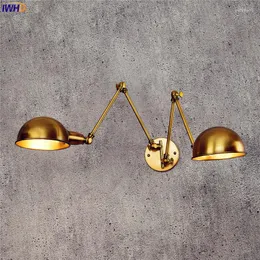 Wall Lamps IWHD Copper Loft Industrial Light Fixtures Wandlampen Swing Long Arm Lamp Vintage Retro Edison Sconce Lampara Pared