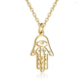 Hanger Kettingen Roestvrij Staal Hamsa Hand Ketting Hindoeïsme Christendom Jodendom Boeddhisme Amulet Charme Sieraden