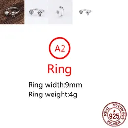 A2 S925 Sterling Silver Ring Personalized band Fashion Classic Punk Hiphop Network Red Cross Flower Skull Style Gift for Lovers rings