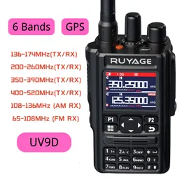 Walkie Talkie Ruyage Uv9d GPS 6 bande Amateur Ham Amateur Radio a due vie 256CH Air Band vox dtmf SOS LCD Color Scanner Aviation 230323