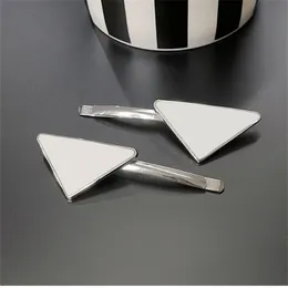 Modern designer hair clip enamel triangle luxury hairpin for women birthday plated silver decoration luxury accessories snap clips iconic nickel free ZB046 E23 F4