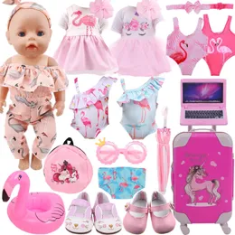 Кукол аксессуары одежда Flamingo Trode Shoes для 43 -сантиметрового ребенка. Форта 18 -дюймовая американская рефарнская игрушка 230322