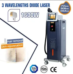 Originlal 1600 watt smärtfritt hår borttagande epilatorlaser 755 808 1064nm diode laser hår permanent borttagning maskin smärtfri hårborttagning laser hudföryngring