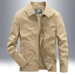 Jackets masculinos Jacket Spring Autumn Jacket de alta qualidade de lapela de algodão cáqui