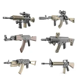 6-8pcs نمط الأسلحة النموذجية العسكرية تجميع سلاح القناص القناصة بندقية CS AK47 SVD M4A1 ACR SWAT لبنات الطوب ألعاب الأولاد الأطفال