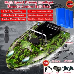 Elektrikli RC Boats Akıllı Sabit Hızlı Seyir Radyo Uzaktan Kumanda Balıkçılık Yem 1 5kg 500m Çift Gece Işık Lure RC 230323