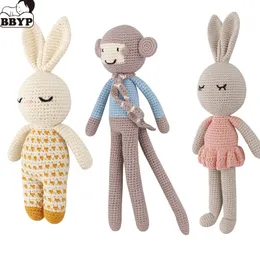 Pluszowe lalki ręcznie robione królicze małpa szydełka wełna wełniana lalka pluszowa zabawka zabawka kojące prezenty do spania dla dzieci urodziny 230323
