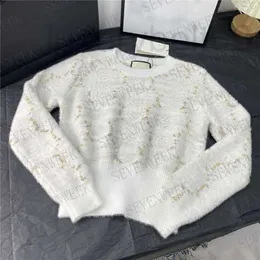 Kvinnors tröjor Designer Mink Hair Jacquard Letter Sticked Pullover For Women High Quality Fashion Sweatshirts Ladies Sweater kläder 02R4