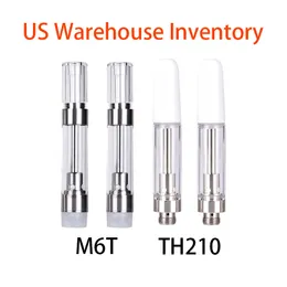 USA Stock TH205 M6T Disposable Oil Atomizer 0.8ml 1.0ml Vape Cartridge Ceramic Coil Thick Oil Tank for 510 Thread Preheating Battery