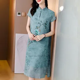 Abbigliamento etnico Donna Abito vintage cheongsam Stampa floreale Qipao Sera Party Prom Abito in maglia Elegante orientale QipaoEtnico