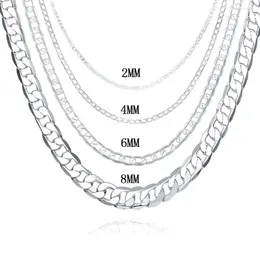 Kedjor 925 Silver 2mm/4mm/6mm/8mm italiensk kubansk trottoarkedjan halsband kvinna man solid figaro clasic smycken