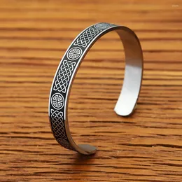 Bangle Retro Viking Fashion Runes Mönster Armband för män Kvinnor 316L Rostfritt stål Öppning Justerbar armband Amulet Smyckesgåvor