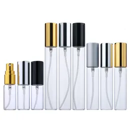 Perfume Bottle 5ml 10ml 15ml Parfum Portable Refillable Spray Bottle Sample Perfume Bottle Atomizer Silver Metal Pump Cosmetic Case Travel 230323