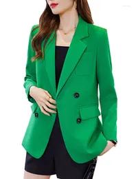 Женские костюмы моды Женщины Word Wear Blazer Office Ladies Женская апельсиновая черная зеленая клетчатая клетка с длинным рукавом.