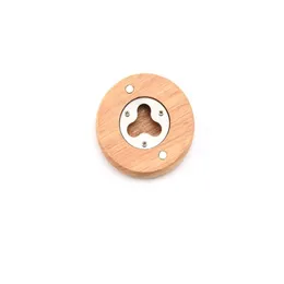 Apribottiglie in legno vuoto Forma rotonda Apribottiglie Sottobicchiere Magnete per frigorifero Decorazione Apribottiglie