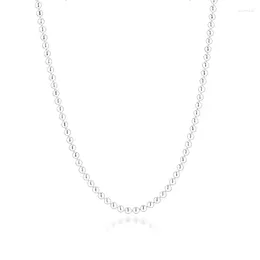 Chains 925 Sterling Silver Beaded Essence Necklace Link Chain Long Necklaces For Women Jewelry Making Collier Femme Argent