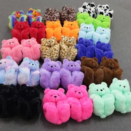 Slippers Designer Bear Slies Indoor Shoes for Fun Fun Cute Animal Winter Fur House Women Slipper Ladies Teddy Bear Plush Slippers 230323