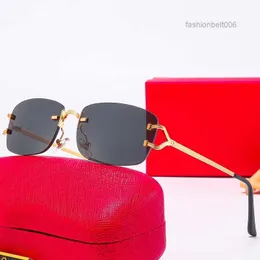 デザイナーレッドサングラス女性男性サングラスファッションクラシックリムレスゴールドメタルフレームカート眼鏡ゴーグル屋外ビーチ複数 ファッションベルト006
