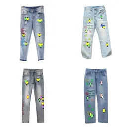 Mens Jeans Designer Embroidery Jeans Chrome Straight Trousers Heart Letter Prints for Women Men Casual Long Trend Brand Motorcycle Pant