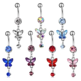 Fashion Crystal Flower Piercing rostfritt stål Belly Button Ring Navel Nombril Piercing for Women Girls Body Jewelry