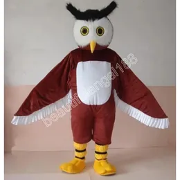 Maßgeschneidertes braunes Eulen-Maskottchen-Kostüm, Cartoon-Charakter-Outfit, Anzug, Halloween-Erwachsene-Größe, Geburtstagsparty, Outdoor-Outfit, wohltätig