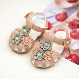 First Walkers White Pink Soft Sole Sole Toddler Shoes Kids Flower Princess Flats Sandals Prewalker Girls Single Shoes for Summer 1 2 3 230323