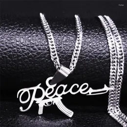 Pendant Necklaces Fashion Peace Gun Stainless Steel Choker Necklace For Women/Men Silver Color Jewelry Colgante Hombre N1047S06