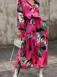 Casual Dresses Women's Summer High midja Fashion Ditsy Floral Print Slim Temperament Maxi