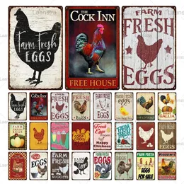 Metal Iron Tin Znak Wystrój farmy Kurczak Świeże jajka na sprzedaż Dekorowanie plakatu Vintage do rynku Farm Kitchen Restaurant Board 30x20 cm W03