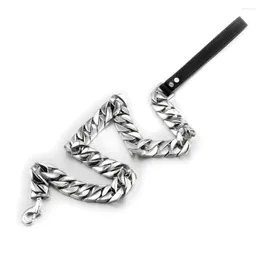 Chains Stainless Steel Metal Pet Dog Training Choke Collar Cuban Chain Silver Color Collars For Dogs Large Necklace