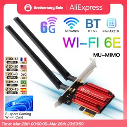 Adaptery sieciowe 3000M S WiFI6E Intel AX210 Bluetooth 5 3 Dual Band 2 4G 5GHz WiFi Card 802 11AX AC PCI Express bezprzewodowy adapter PC 230323