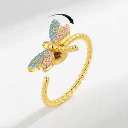 Best-selling Zircon Dragonfly Ring Female Ring Ring Adjustable Rotating Ring