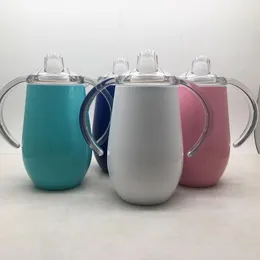 10oz Double Handle Baby Sippy Cup Stainless Steel Egg Shaped Mug Insulated Vacuum Cups For Kids ZZ