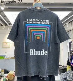 Designer herr t-shirts män kvinnor vintage tungt tyg rhude tee något lösa toppar multicolor fin tvättad rhude t-shirt