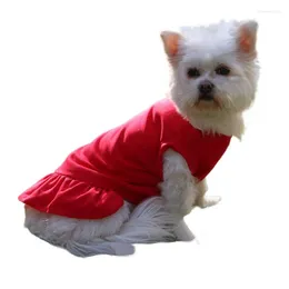 Dog Apparel Pet Skirt Puppy Mini Hem T-Shirt Dress Solid Color Summer Style Polyester High-Quality Fabrics Fine Workmanship Health And Safe