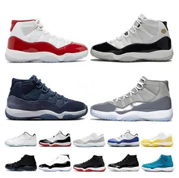 Jumpman 11 low basketball shoes cherry 11s red and white cement grey high concord jubilee 25th anniversary 72-20 cool gray purple pink men sneakers 36-47